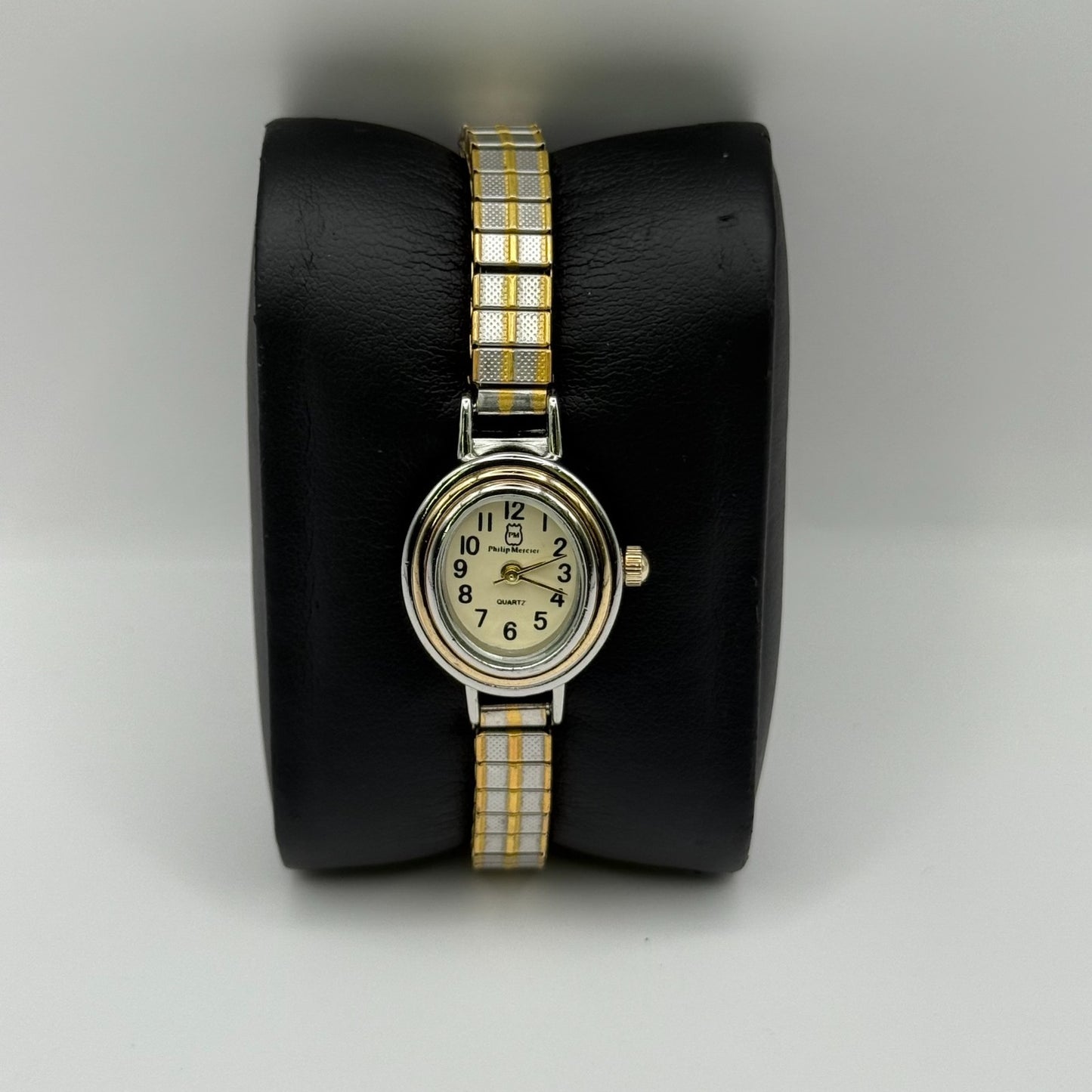 Philip Mercier Ladies Quartz Watch Two Tone Stretch Band Working 19mm