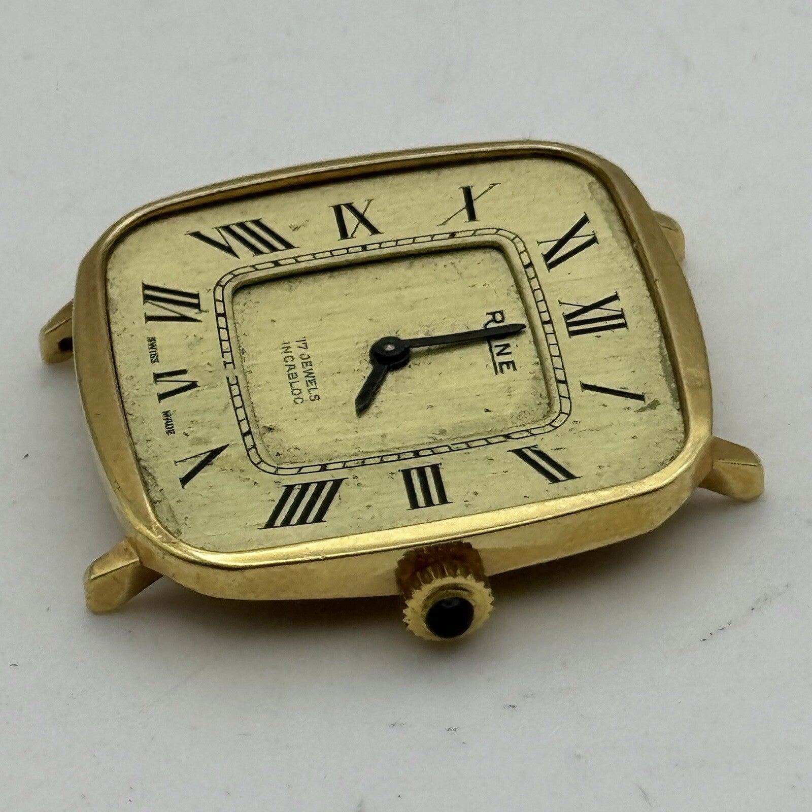 29mm Ladies Manual Wind Rone Gold Placed SwissWatch Head FOR PARTS To Restore