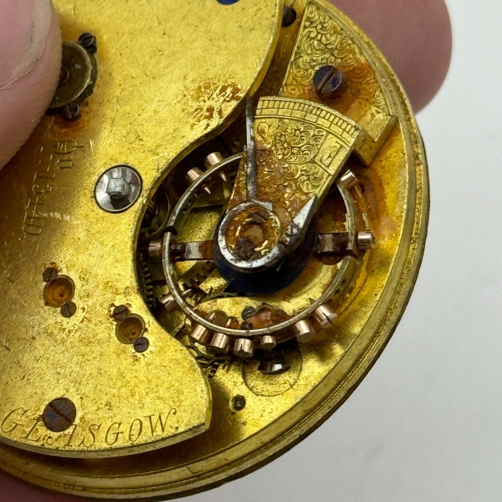 43.4mm Antique R Stewart Argyle & Buchanan Glasgow Pocket Watch Movement PARTS