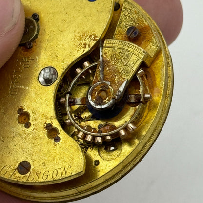 43.4mm Antique R Stewart Argyle & Buchanan Glasgow Pocket Watch Movement PARTS