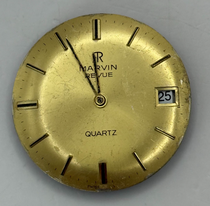 25.7mm Vintage Marvin Revue ISA Cal 1198 Date Dial Quartz Watch Movement PARTS