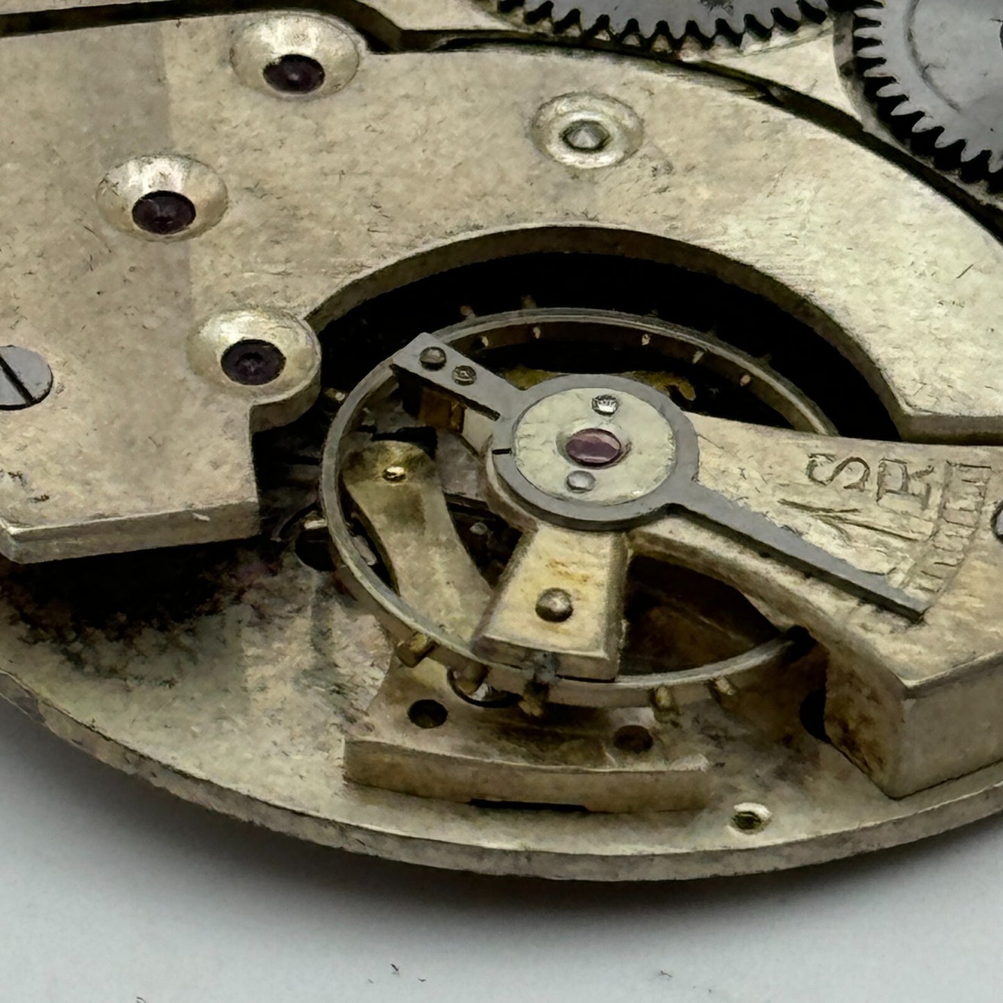 41.5mm 10 Jewels Unidentified Interesting Vintage Pocket Watch Movement PARTS