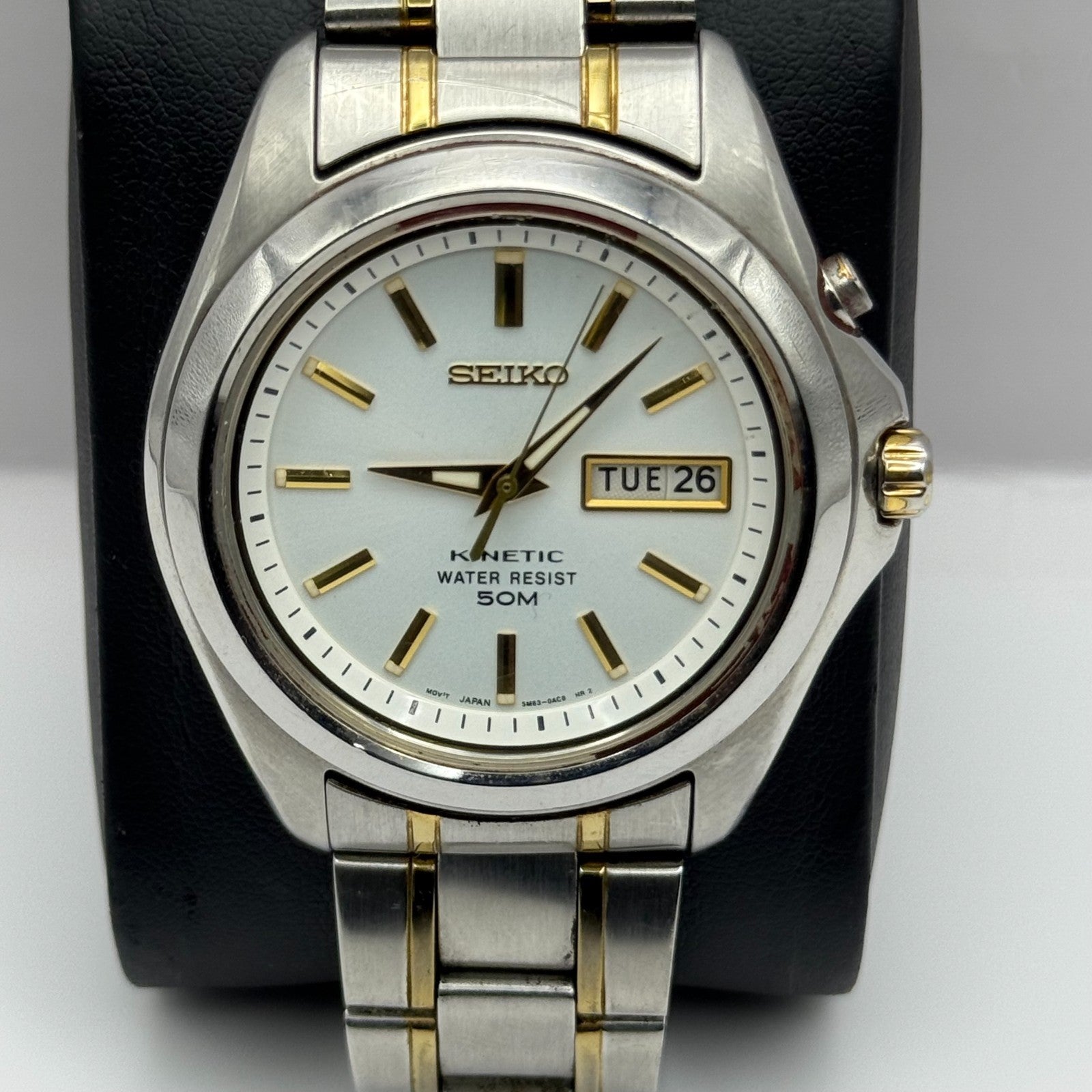 Seiko Kinetic 50M Men's Quartz Watch 5M63 - 0AC0 Date Dial 41mm PARTS REPAIR