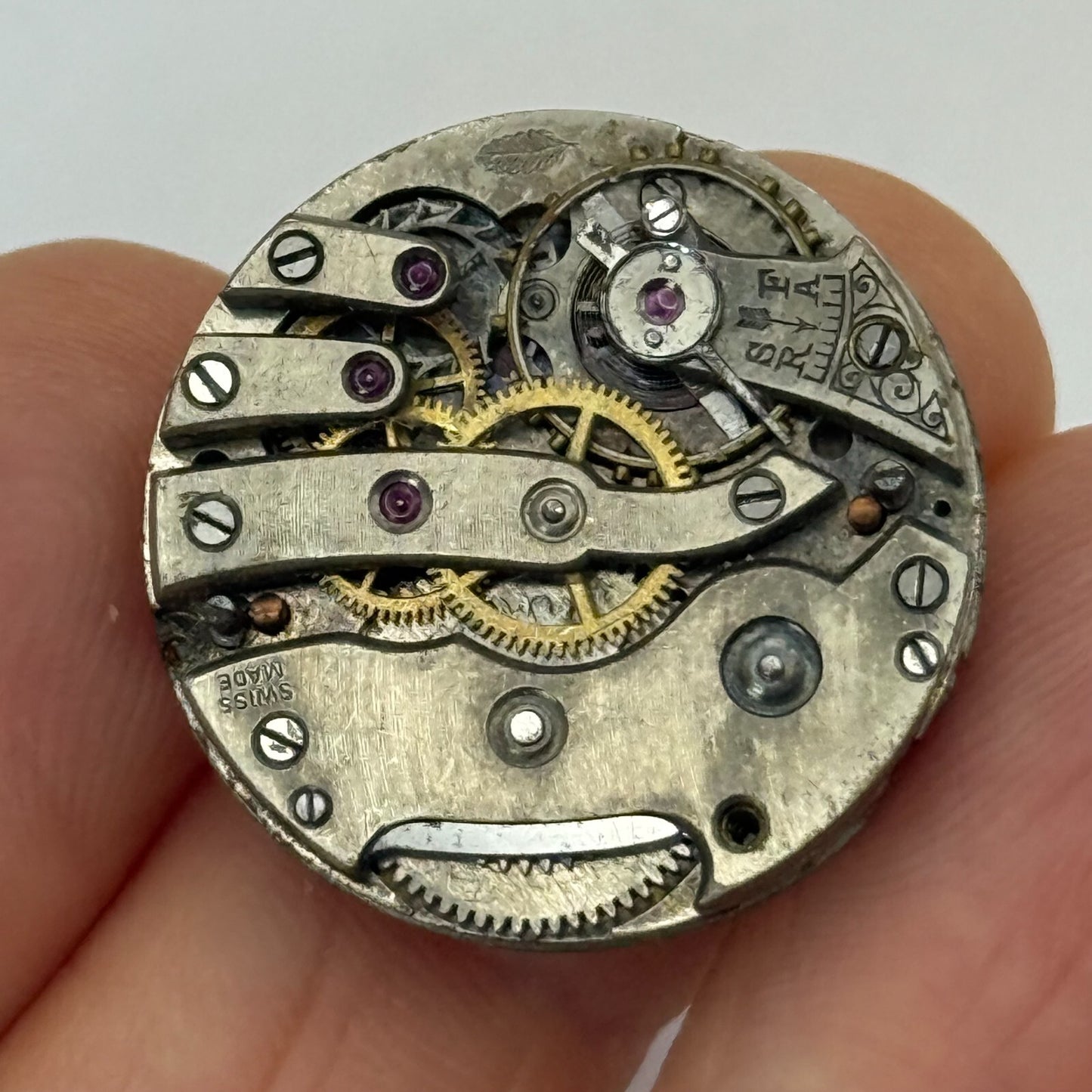23.5mm Vintage Unidentified Leaf Mark Trench Watch Movement Manual Wind PARTS