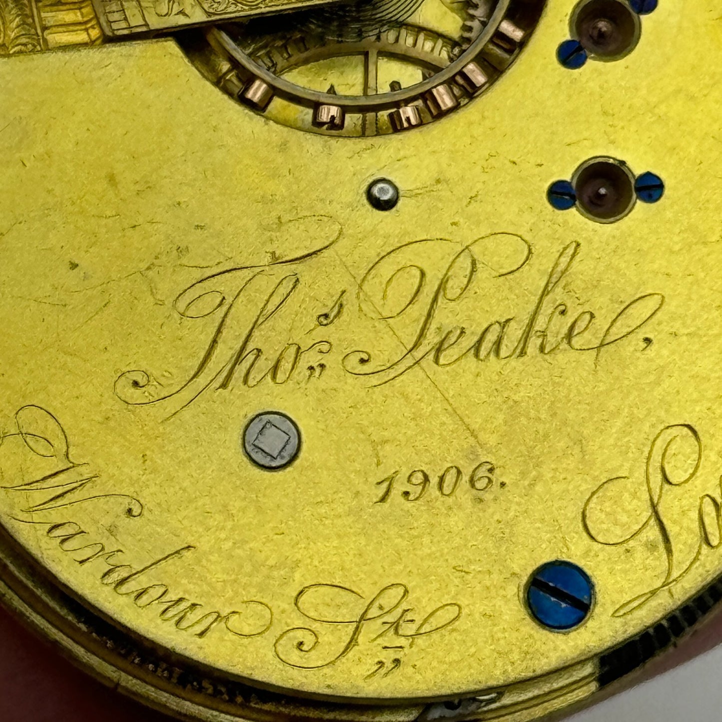 43.2mm Antique Thomas Peake London Quality Pocket Watch Movement PARTS REPAIR
