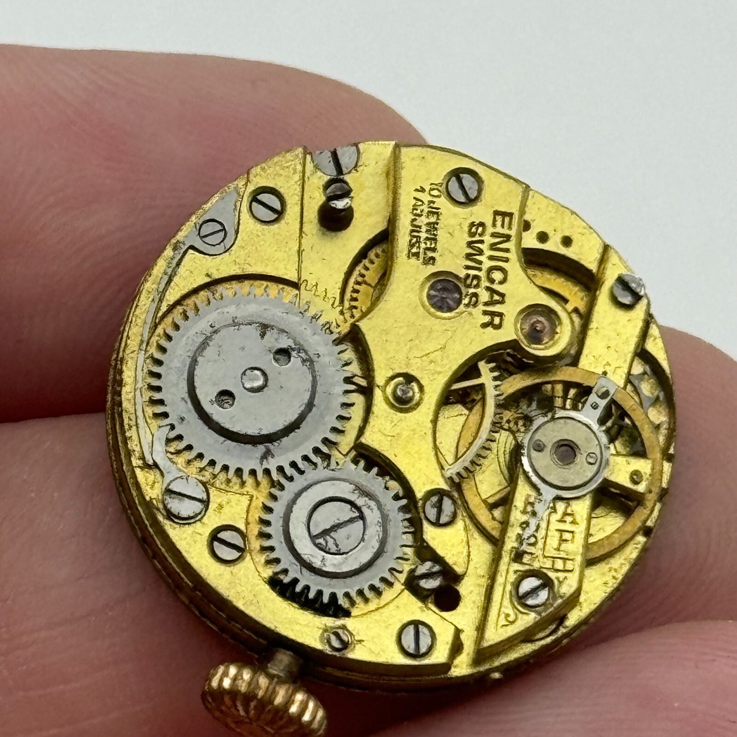 23.6mm Rare Antique Enicar Trench Watch Movement Manual Wind Swiss Vintage PARTS