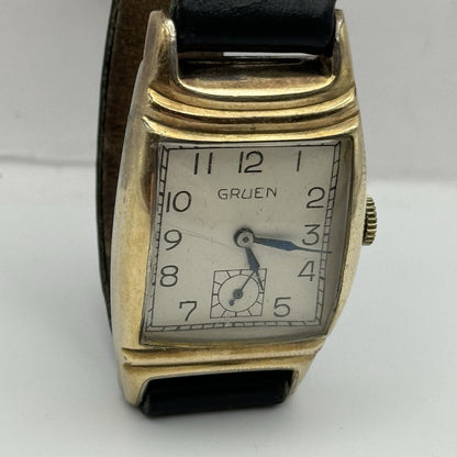 24mm RUNNING Gruen Precision 115 Curved Art Deco Tank Watch Vintage TO RESTORE