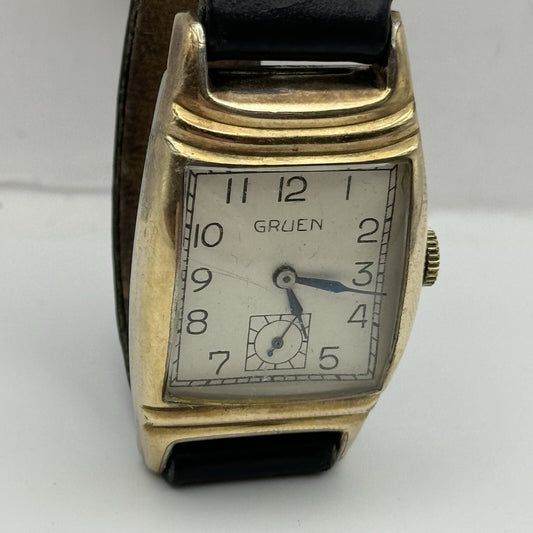 24mm RUNNING Gruen Precision 115 Curved Art Deco Tank Watch Vintage TO RESTORE