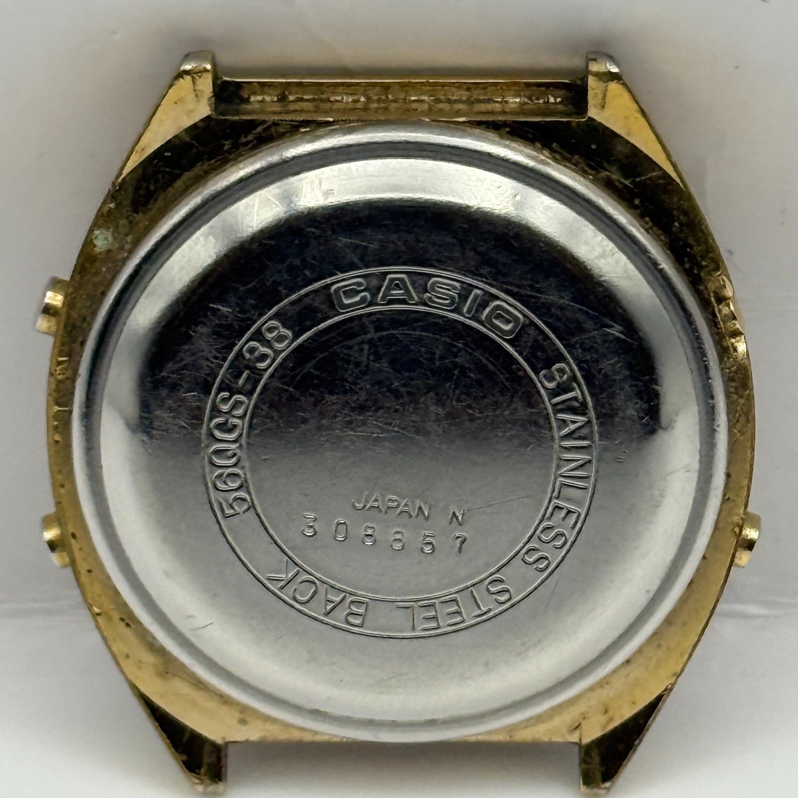 Casio Men's Chronograph Quartz Watch 56QGS-38 Gold Tone Japan 35mm PARTS REPAIR