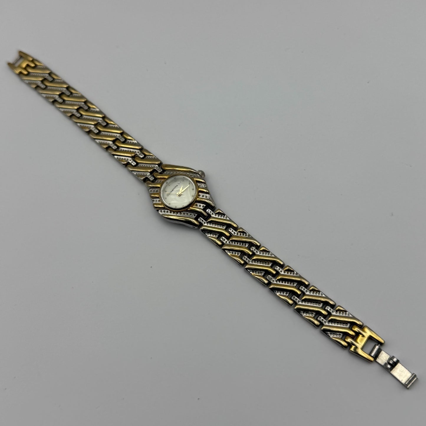 Clementine L. Ladies Quartz Watch MOP Dial Two Tone Bracelet Working 22mn