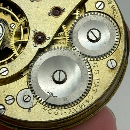 43mm Antique State US PAT.24MAY-1904 Swiss Hunter Pocket Watch Movement PARTS