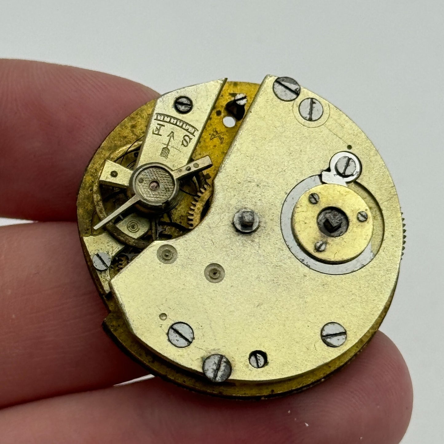 35.4mm Antique Unidentified Key Wound Pocket Watch Movement PARTS REPAIR SPARES
