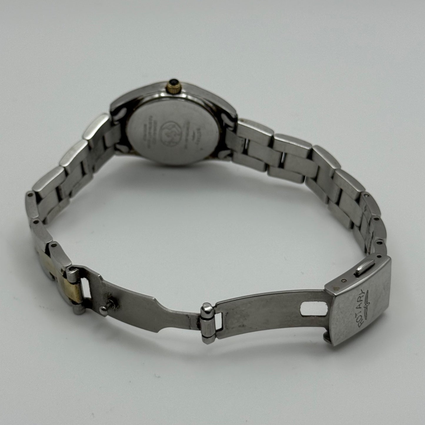 Rotary Ladies Watch Two Tone Mother Of Pearl Date Dial 27mm Working LB03499/401