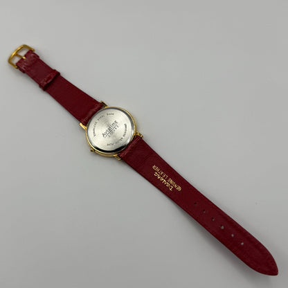 Aviatime Ladies Quartz Watch White Date Dial Red Leather Strap Working 33mm