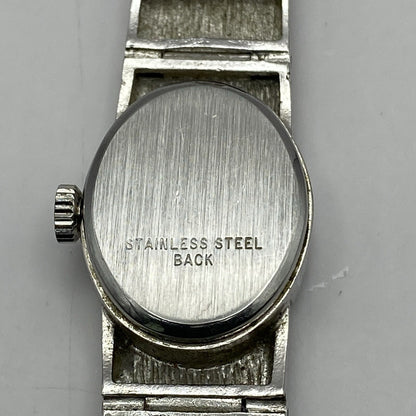 17mm RUNS BUT STOPS Vintage Limit Beautiful Ladies Silver Tone Bark Affect Watch