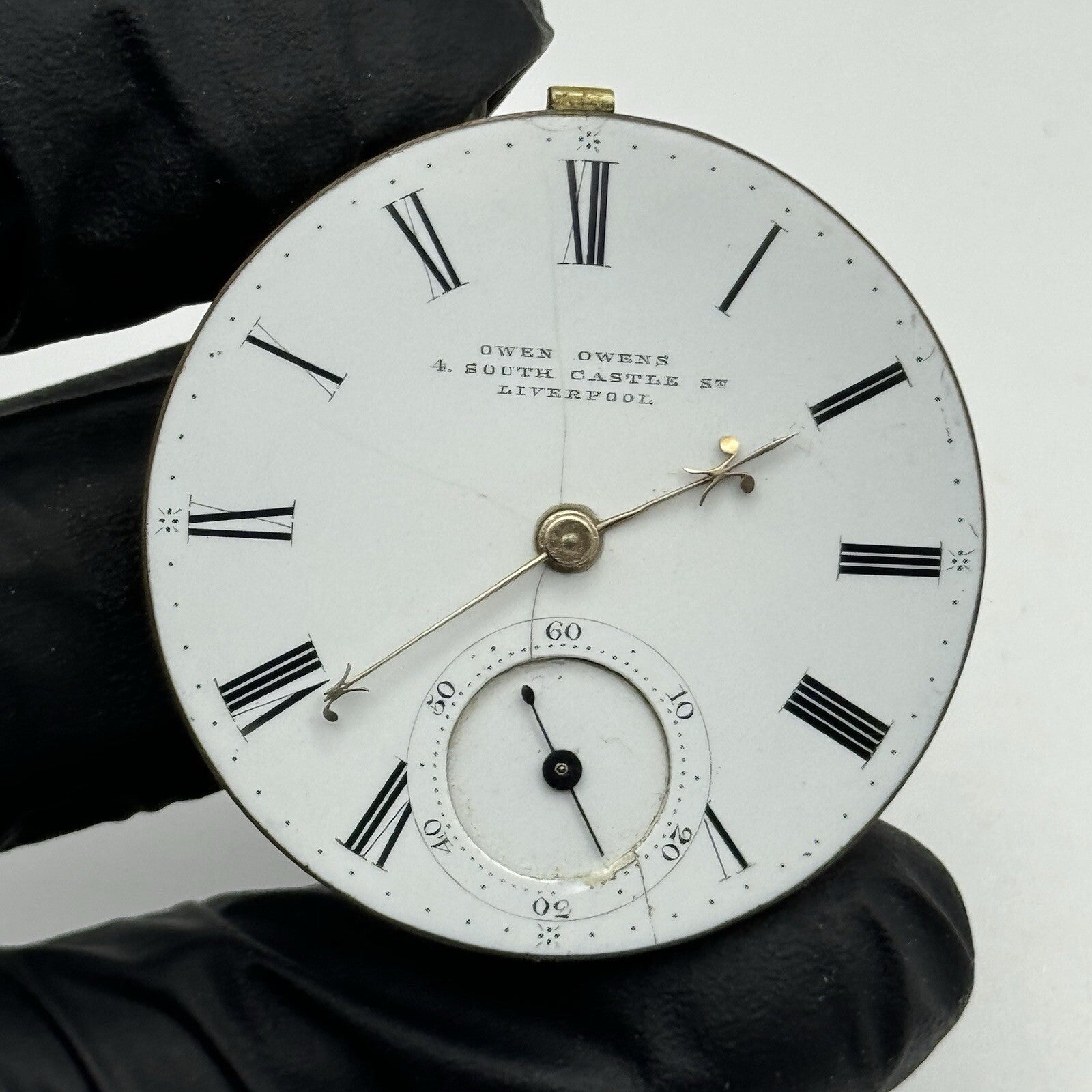 38.3mm Owen Liverpool Quality Fusee Pocket Watch Movement FOR PARTS Restore