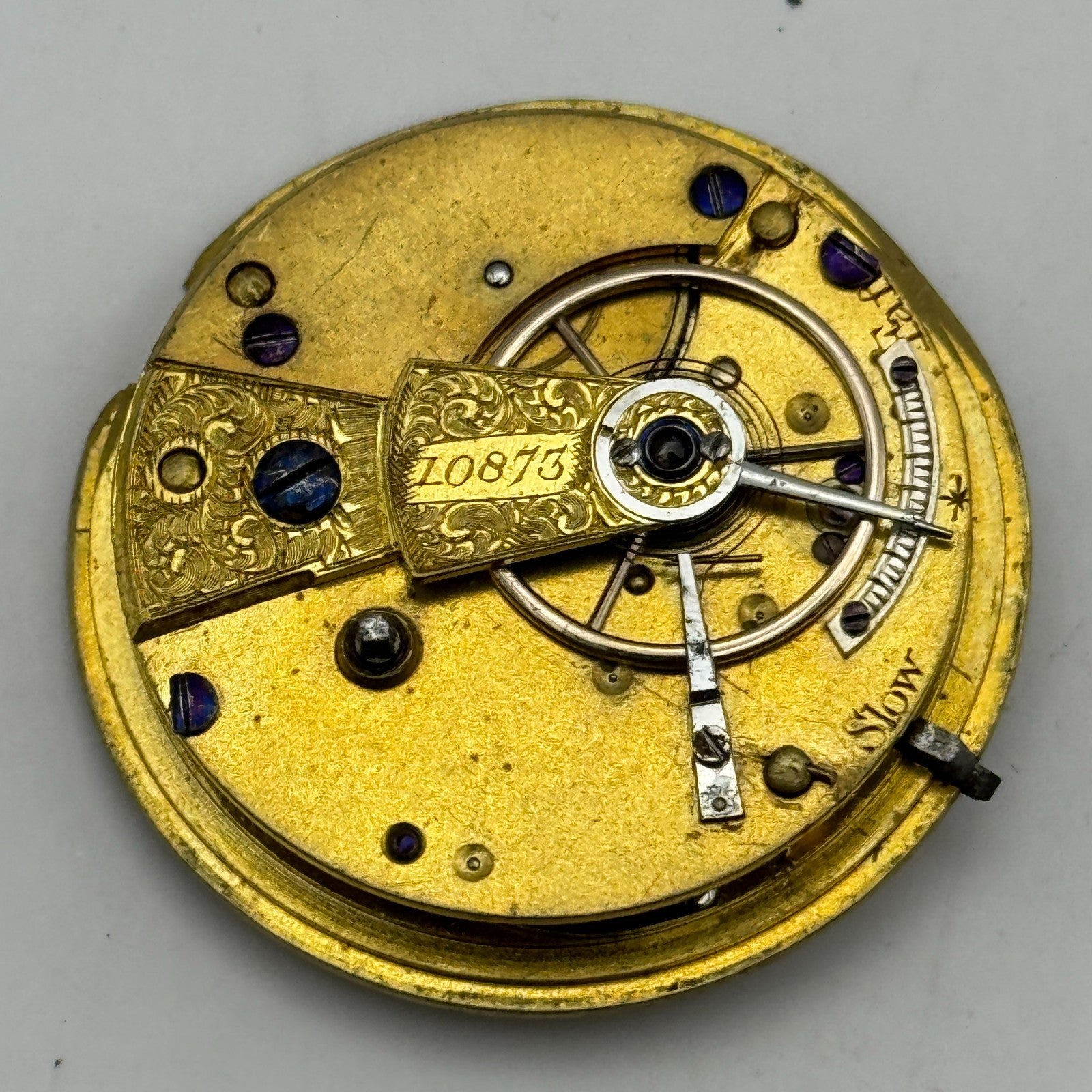 Fusee Pocket Watch Movement Antique English Key Wound Parts Repair Spares 35.9mm