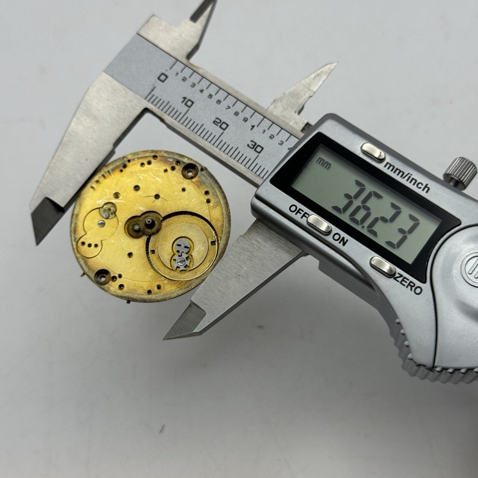 36.2mm Oxidised Cylinder Pocket Watch Movement No Dial Hands FOR PARTS