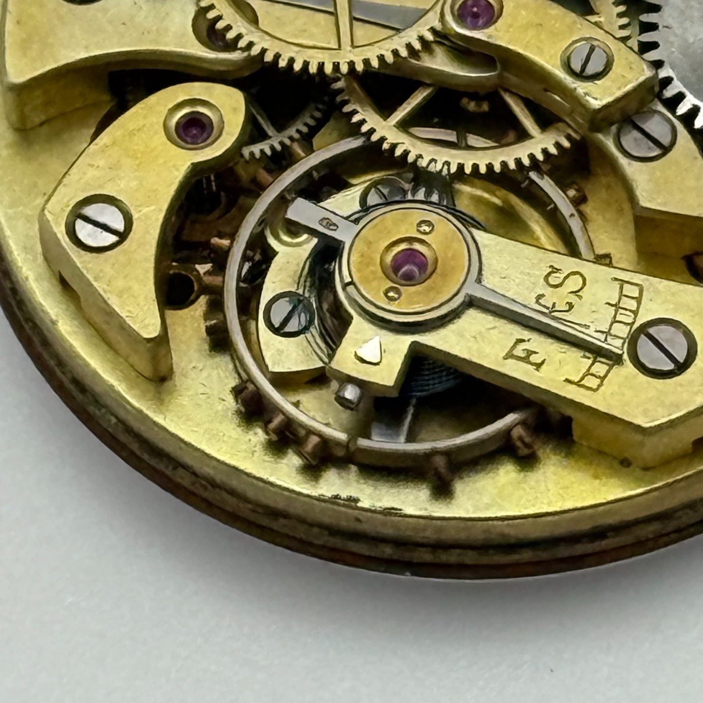 29.8mm Rare Antique Stauffer S S & Co Centre Seconds Trench Watch Movement PARTS