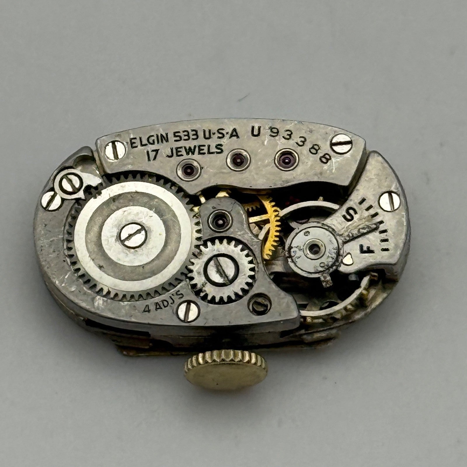 Elgin Grade 533 Model 2 Watch Movement 1947 De Luxe American Parts Repair