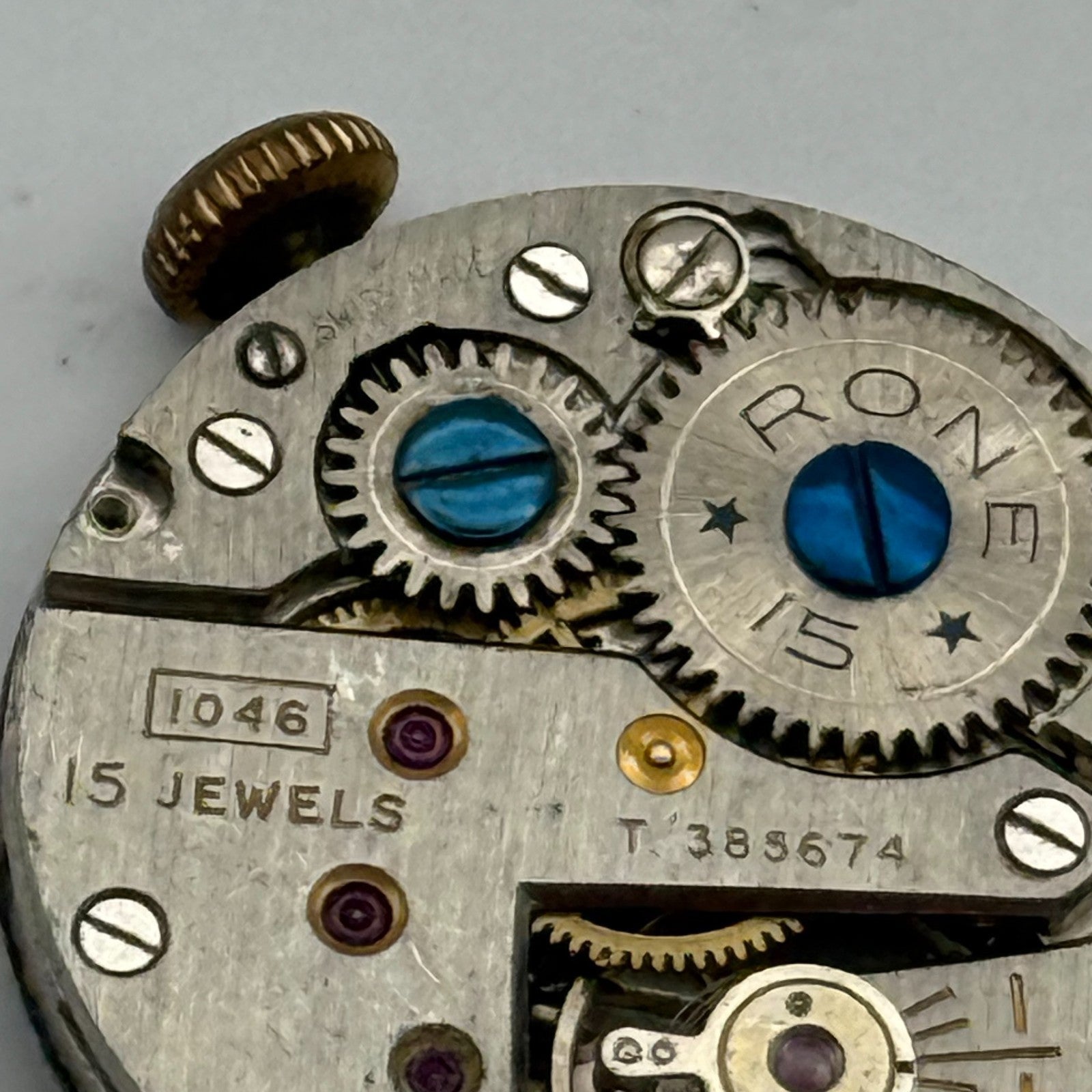 FHF 70 Watch Movement Rone Fifteen 1046 Manual Wind Vintage Parts Repair 23.7mm
