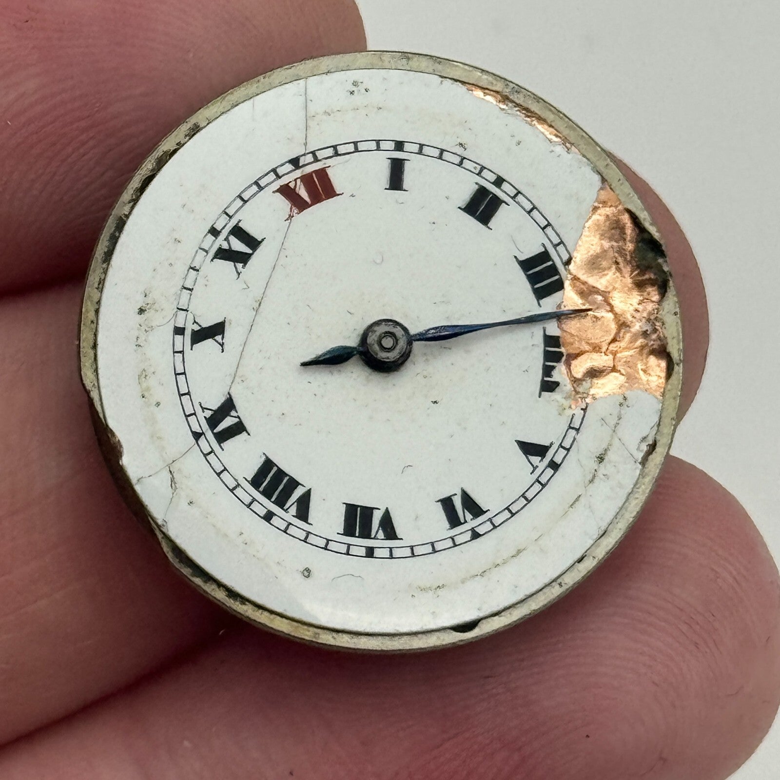 25.4mm Unidentified Roman Numerals Trench Watch Movement Manual Wind PARTS SPARE