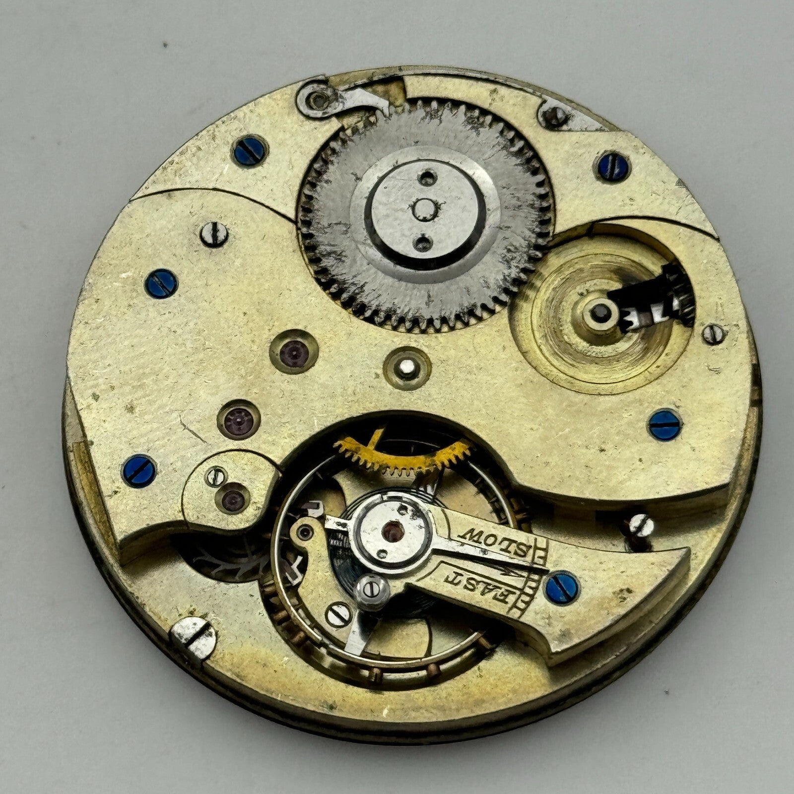 45mm Open Face Unidentified Swiss Pocket Watch Movement PARTS REPAIR SPARES