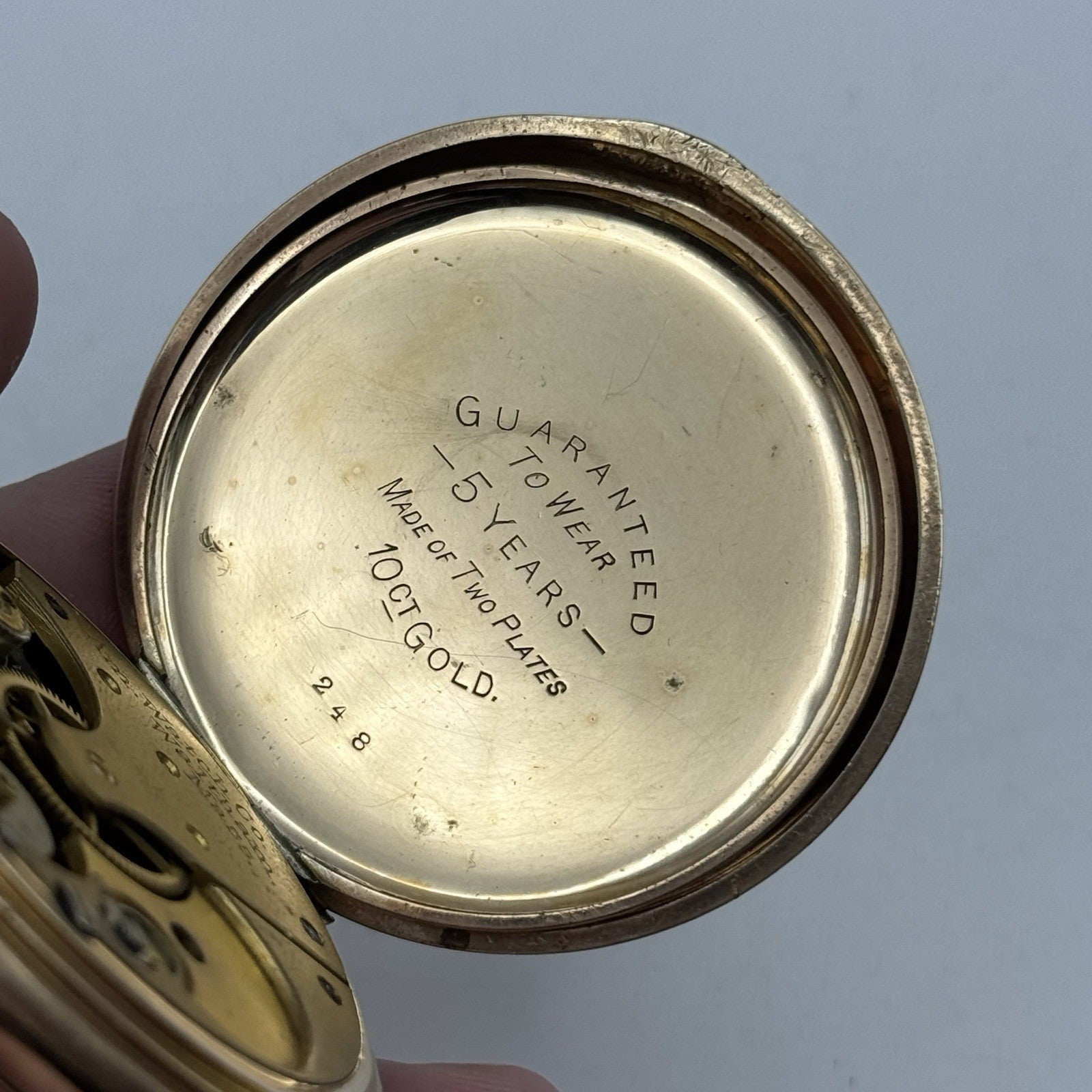 16S Waltham Bond St Model 1888 10ct Gold Plate Open Face Pocket Watch TO RESTORE