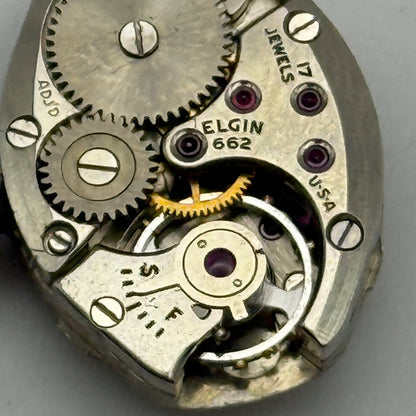 Elgin 662 Watch Movement 17 Jewels USA Vintage American Parts Repair 14.3mm