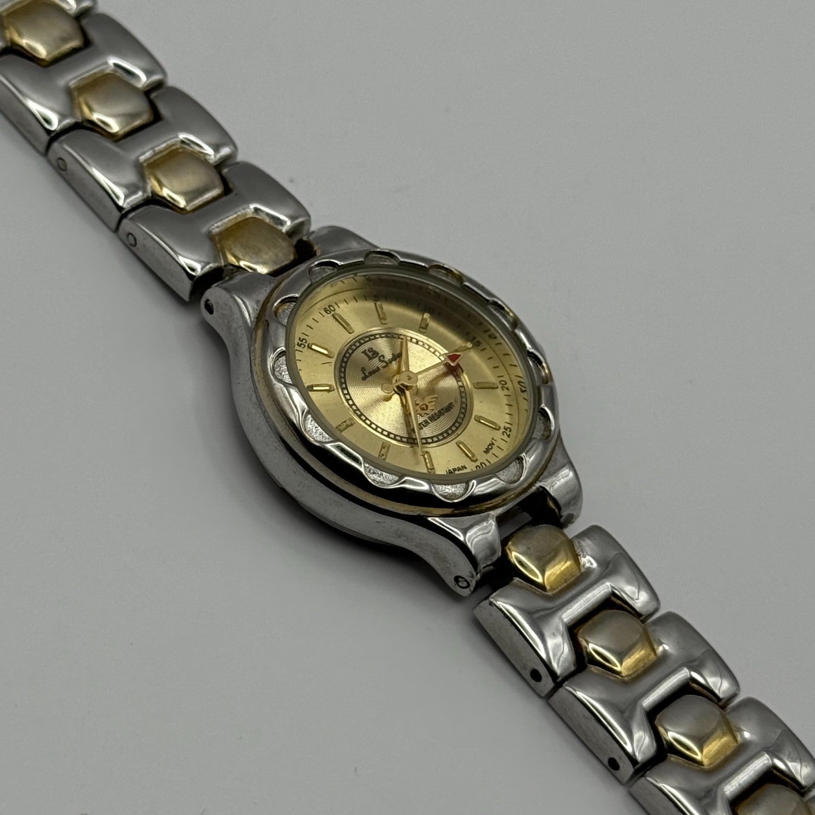 LS Louis Santini Ladies Quartz Watch Two Tone Bracelet Japan Working 24mm