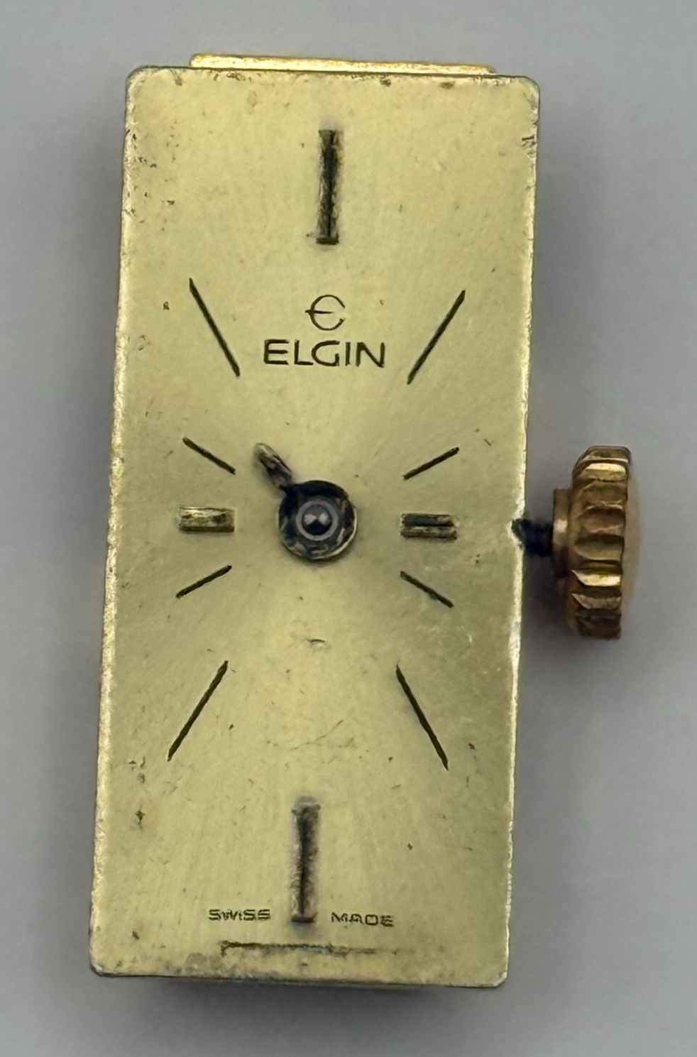 FHF 59-21 Elgin Baguette Watch Movement Manual Wind Vintage Parts Repair 8.8mm