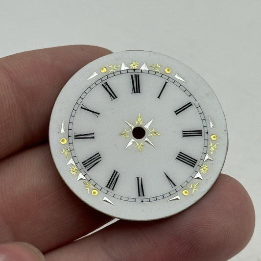 33.1mm Antique Beautiful Porcelain Patterned Pocket Watch Dial Spares Parts