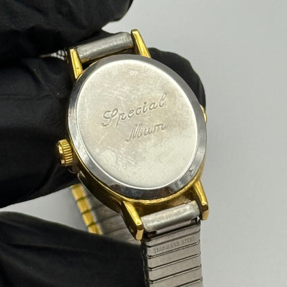 20mm Working Ladies Limit Special Mum Two Tone Quartz Watch Expandable Strap