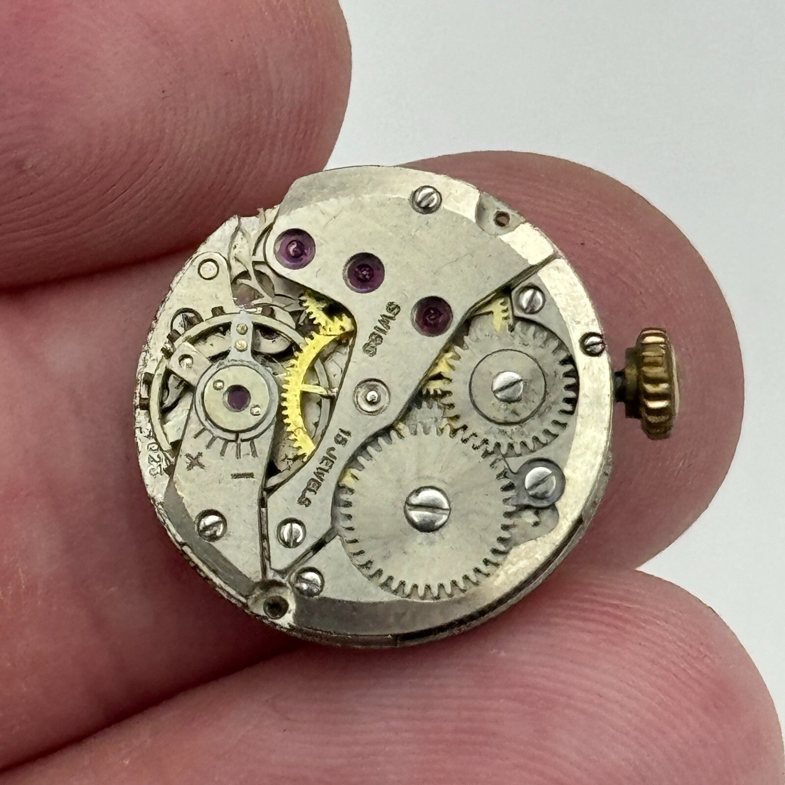 17.5mm Ladies Avia Felsa F 4023 Manual Wind Watch Movement Swiss Vintage PARTS