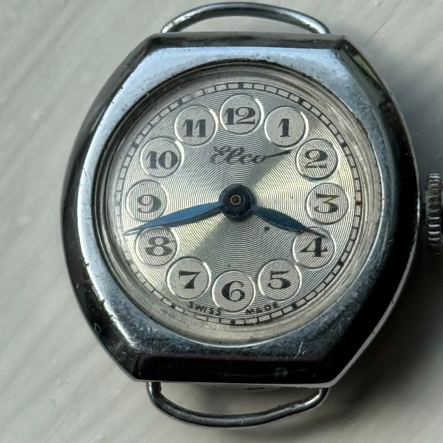 22mm Vintage Elco Bullseye Silver Ring Dial Manual Wind Watch PARTS / REPAIR