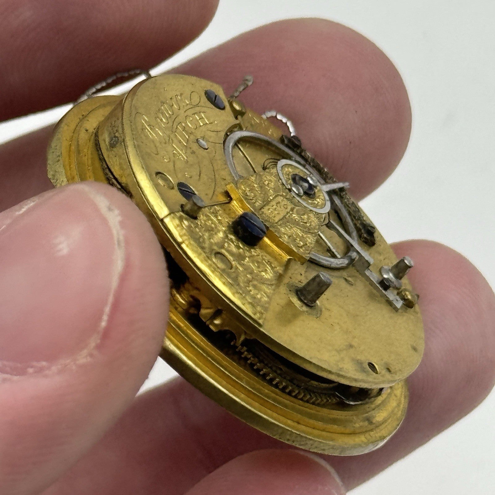 36.2mm Antique Brewin March English Fusee Pocket Watch Movement - PARTS
