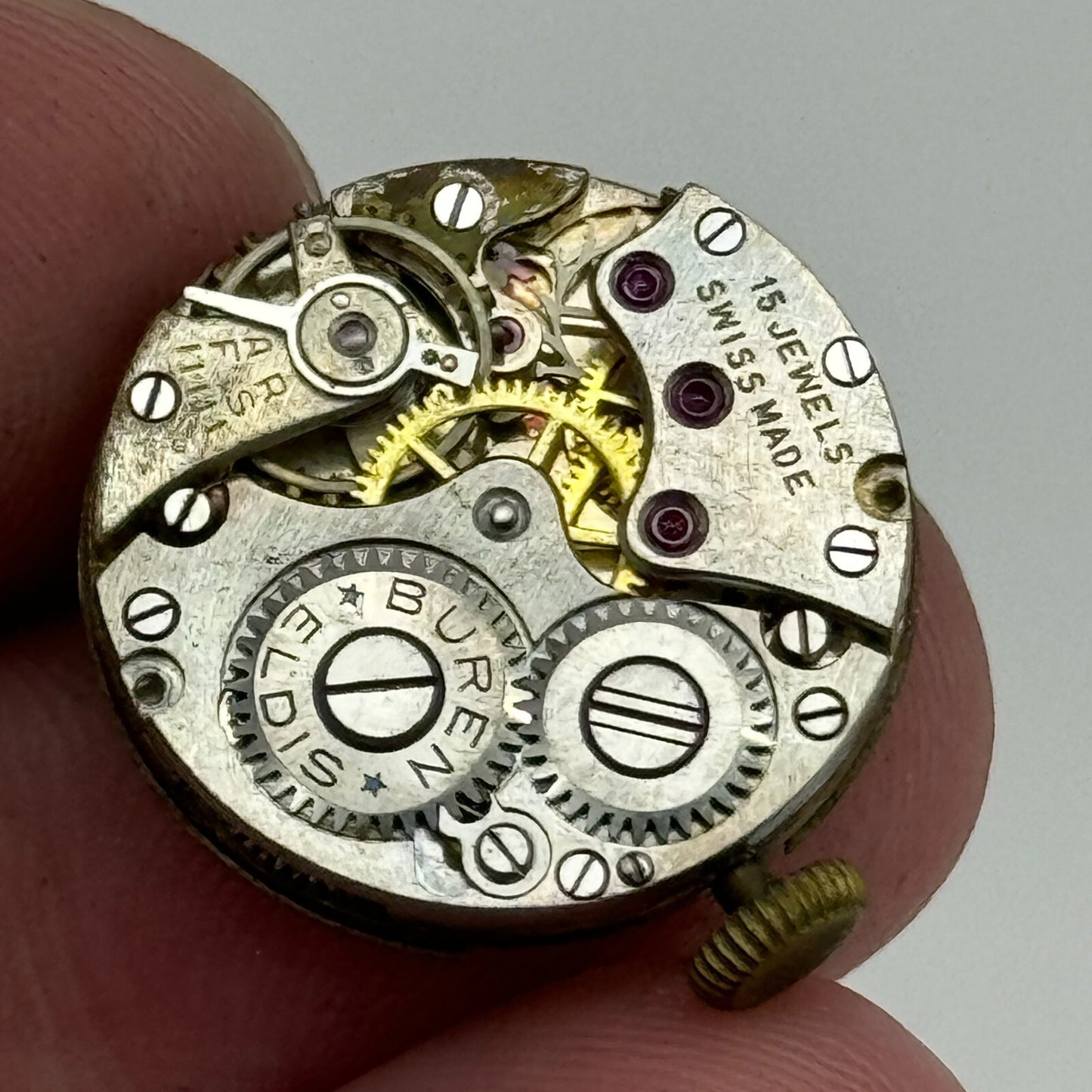 19.7mm Buren Eldis 15 Jewels Manual Wind Watch Movement Swiss Vintage PARTS