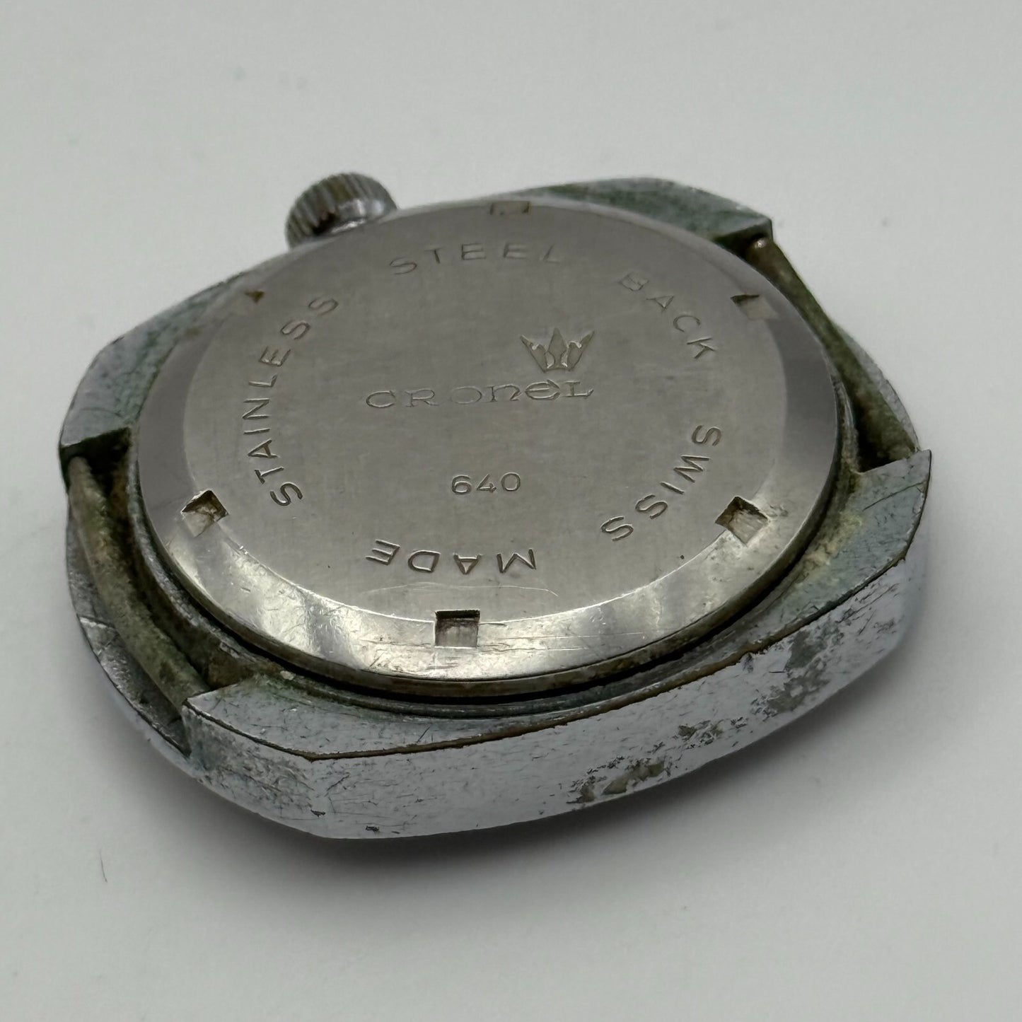 36mm Men’s Vintage Cronel Shock Protected Date Dial Swiss Watch PARTS REPAIR