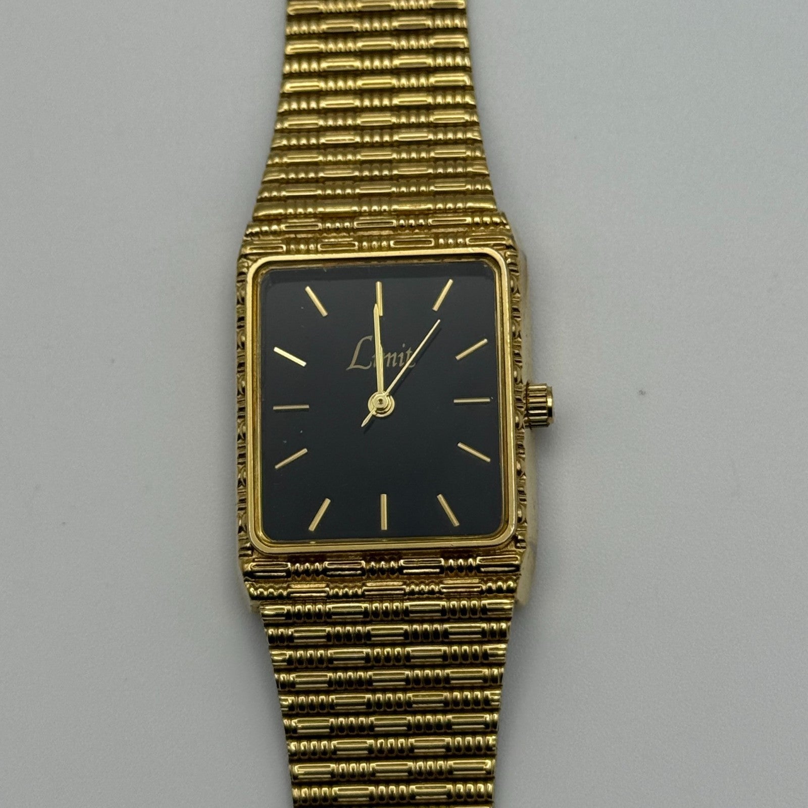 Limit Ladies Quartz Watch Black Dial Gold Tone Bracelet 24mm PARTS REPAIR