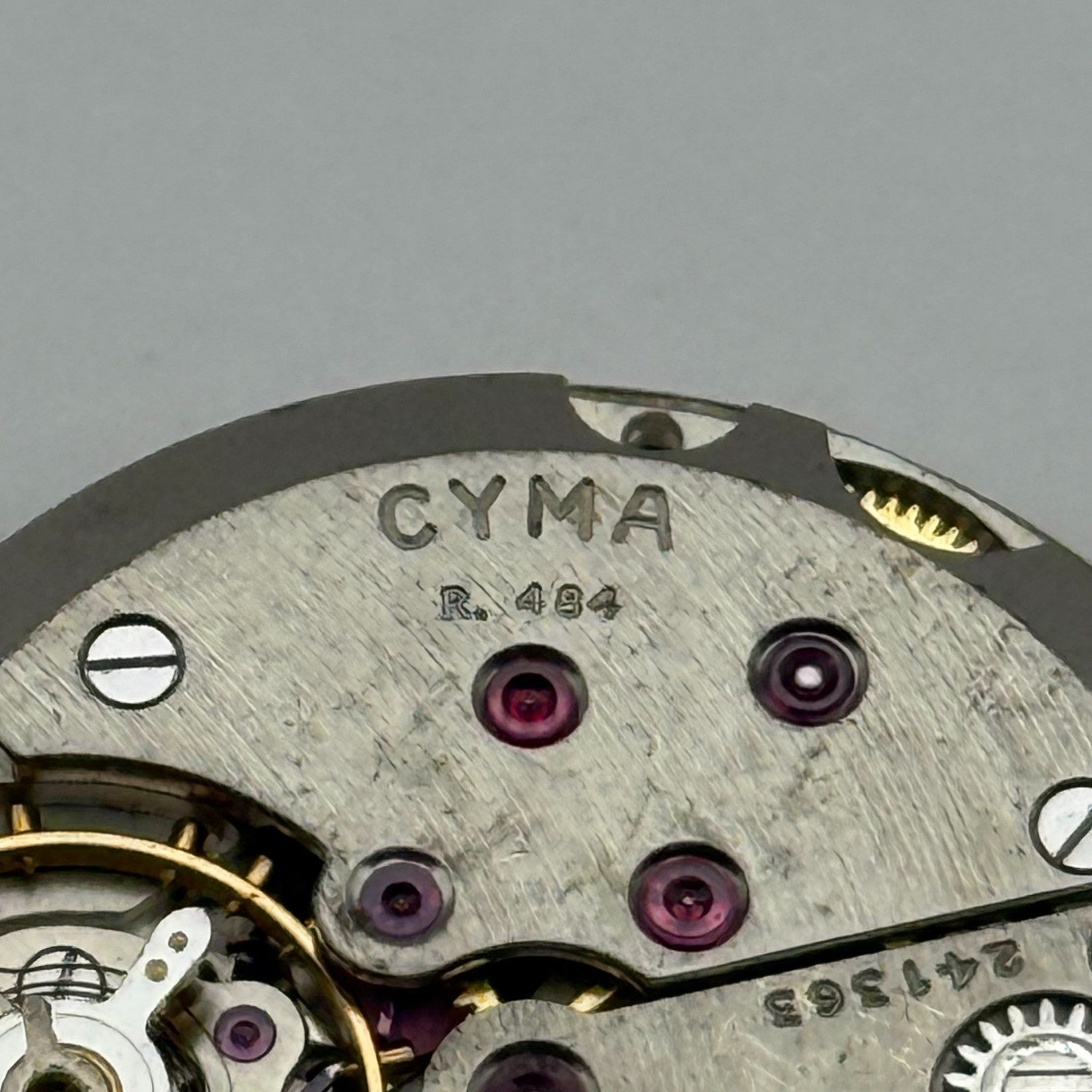 Cyma R. 484 Watch Movement Manual Wind Vintage Swiss 17 Jewels Parts 28.2mm