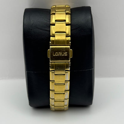 Lorus Ladies Quartz Watch Date Dial Gold Tone Bracelet Japan 24mm PARTS REPAIR