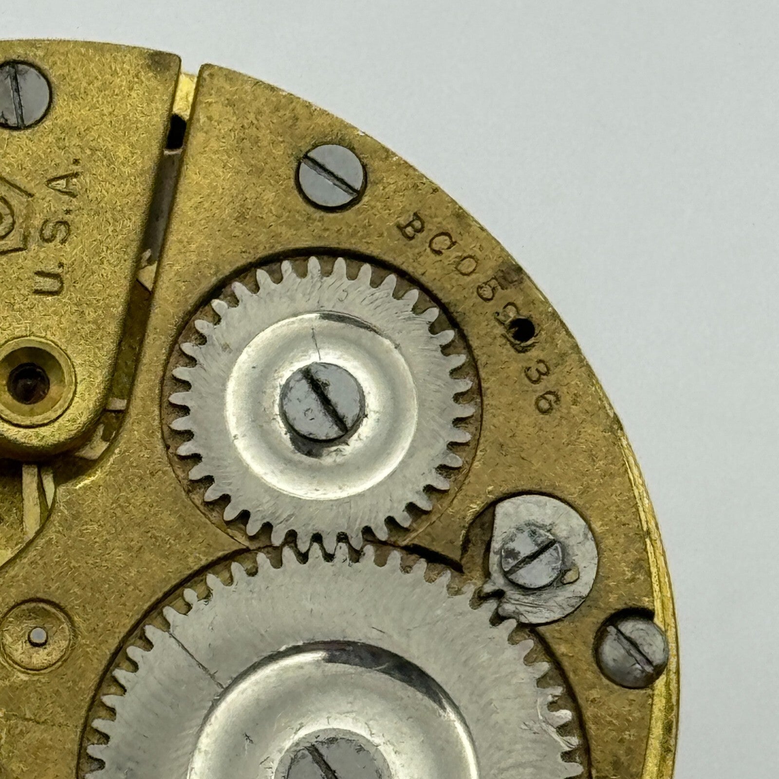 43.1mm Vintage Keystone USA 15 Jewels Swiss Hunter Pocket Watch Movement PARTS