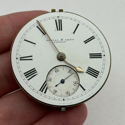 46mm Antique Kendal & Dent Cheapside London Pocket Watch Movement PARTS SPARES