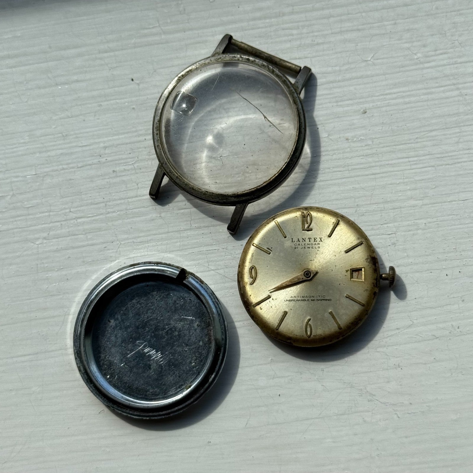 34mm Men's Vintage BFG Lantex Calendar 21 Jewels Antimagnetic Watch PARTS