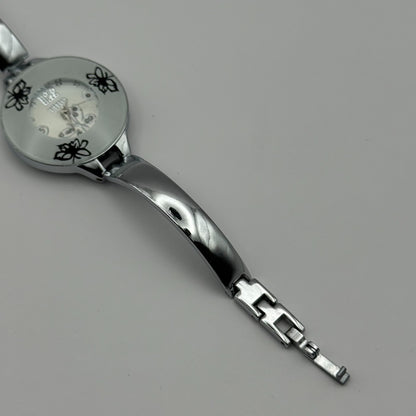 Tiho Ladies Quartz Watch Butterfly Design Dial Silver Tone Bracelet Working 30mm