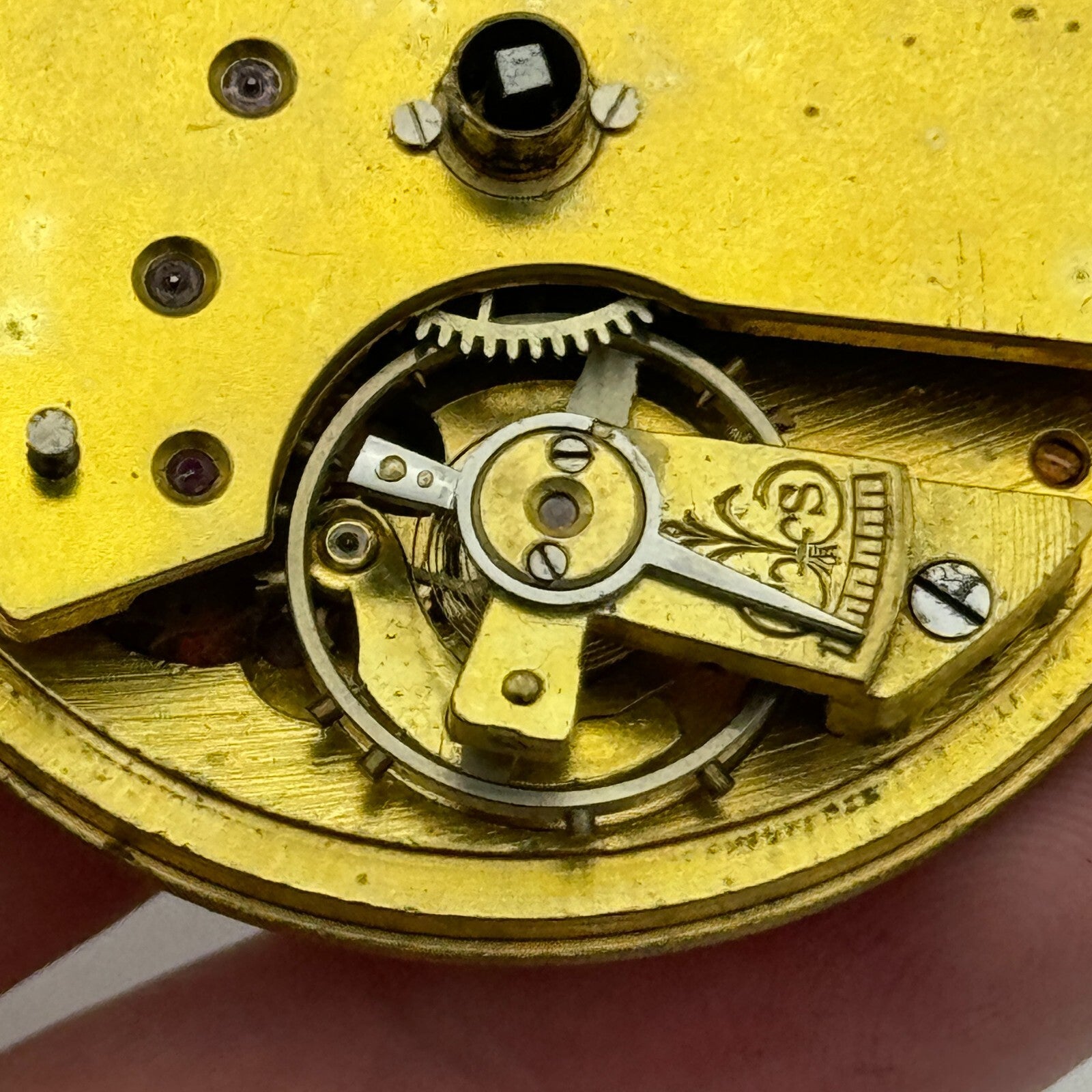 46.4mm Antique H Stone Leeds Balance Ok Key Wound Pocket Watch Movement PARTS