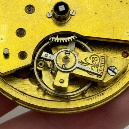 46.4mm Antique H Stone Leeds Balance Ok Key Wound Pocket Watch Movement PARTS