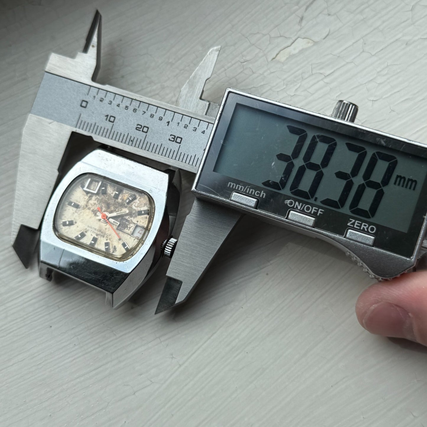 36mm Men's Vintage TV Shape Waterproof Date Swiss Manual Wind Watch PARTS REPAIR