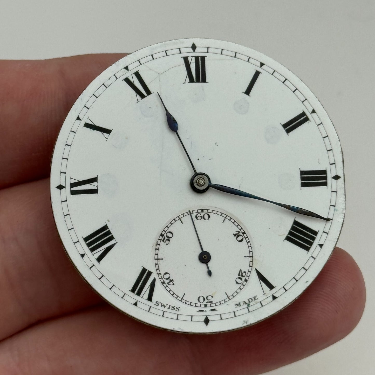 42.9mm Vintage 15 Jewels Swiss Hunter Pocket Watch Movement Dial And Hands PARTS