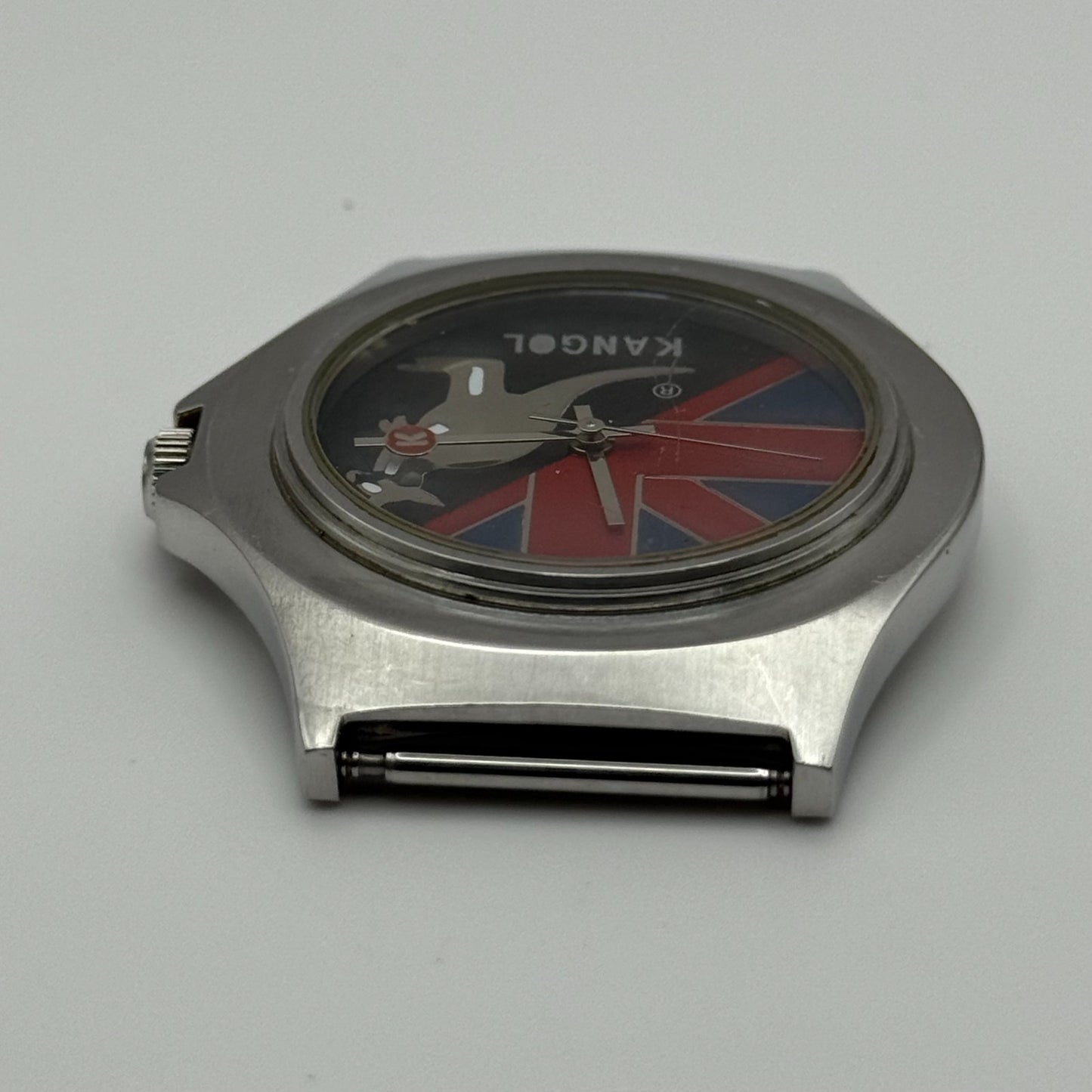 Vintage Kangol Men’s Quartz Watch Kangaroo Silver Tone 100 Metre Working 40mm